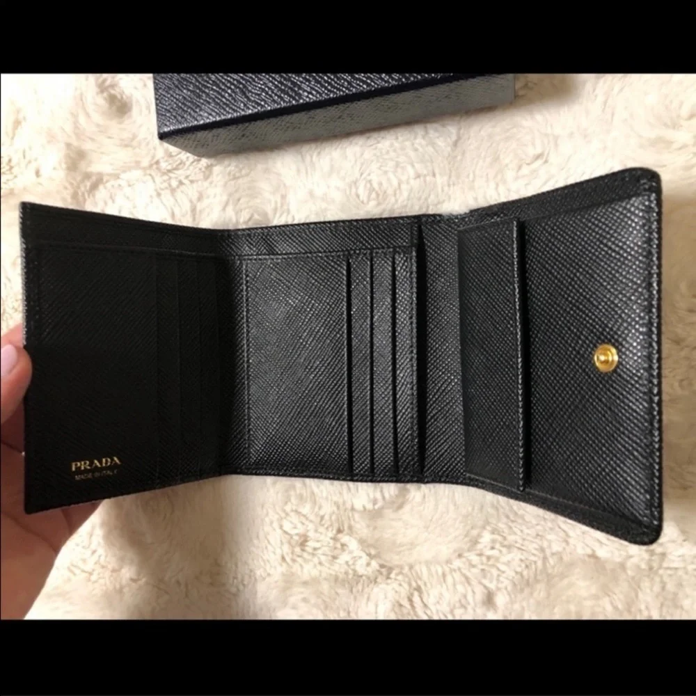 Black Prada Trifold Wallet - Picture 3 of 10